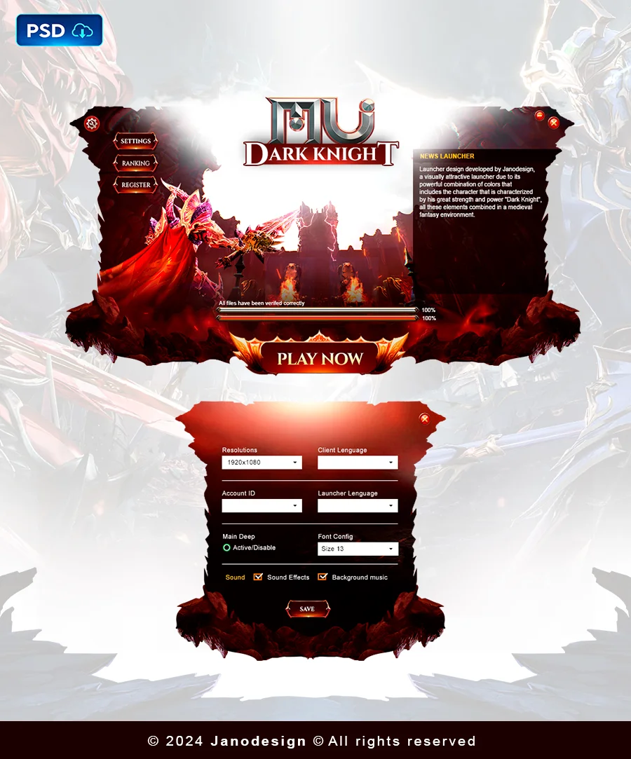 Dark Knight Launcher UI PSD Template V2